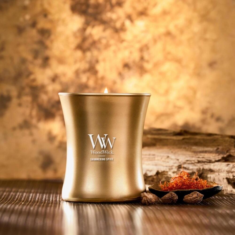 WoodWick Shimmering Spice 9.7oz Candle Crackling Wick Precious Metals Collection - Picture 3 of 7